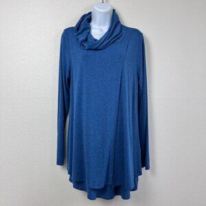 Soft Surroundings Cowl-Neck Sweater Womens S Blue Open-Front Long Sleeve Boho